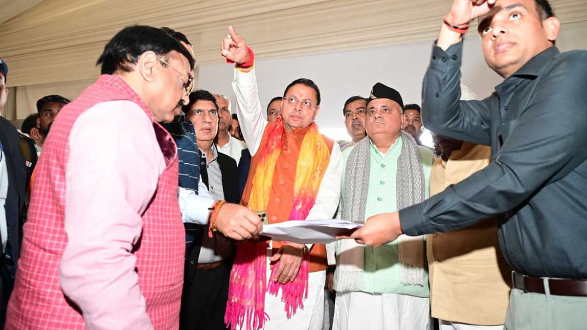 अमित शाह हरिद्वार दौरा की तैयारियों का निरीक्षण करते मुख्यमंत्री