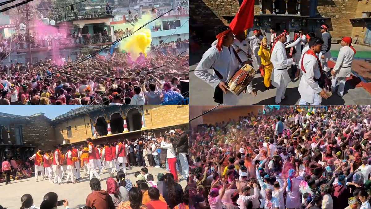 गोपेश्वर गोपीनाथ मंदिर होली में श्रद्धालु