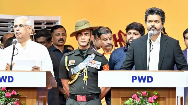 CM Vijay TVK News 2026:विजय बने तमिलनाडु के 9वें मुख्यमंत्री, 200 यूनिट मुफ्त बिजली का पहला आदेश